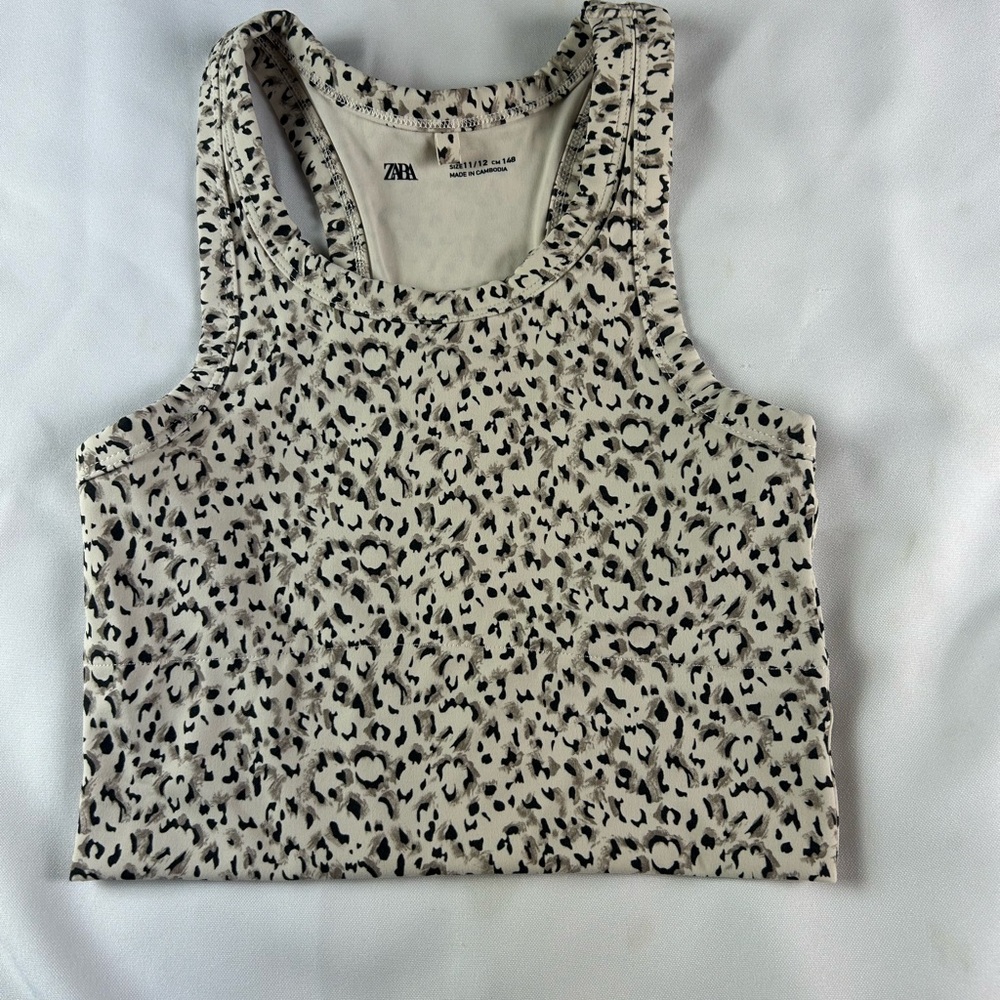 Zara Animal Print Tank Top - Black and Cream